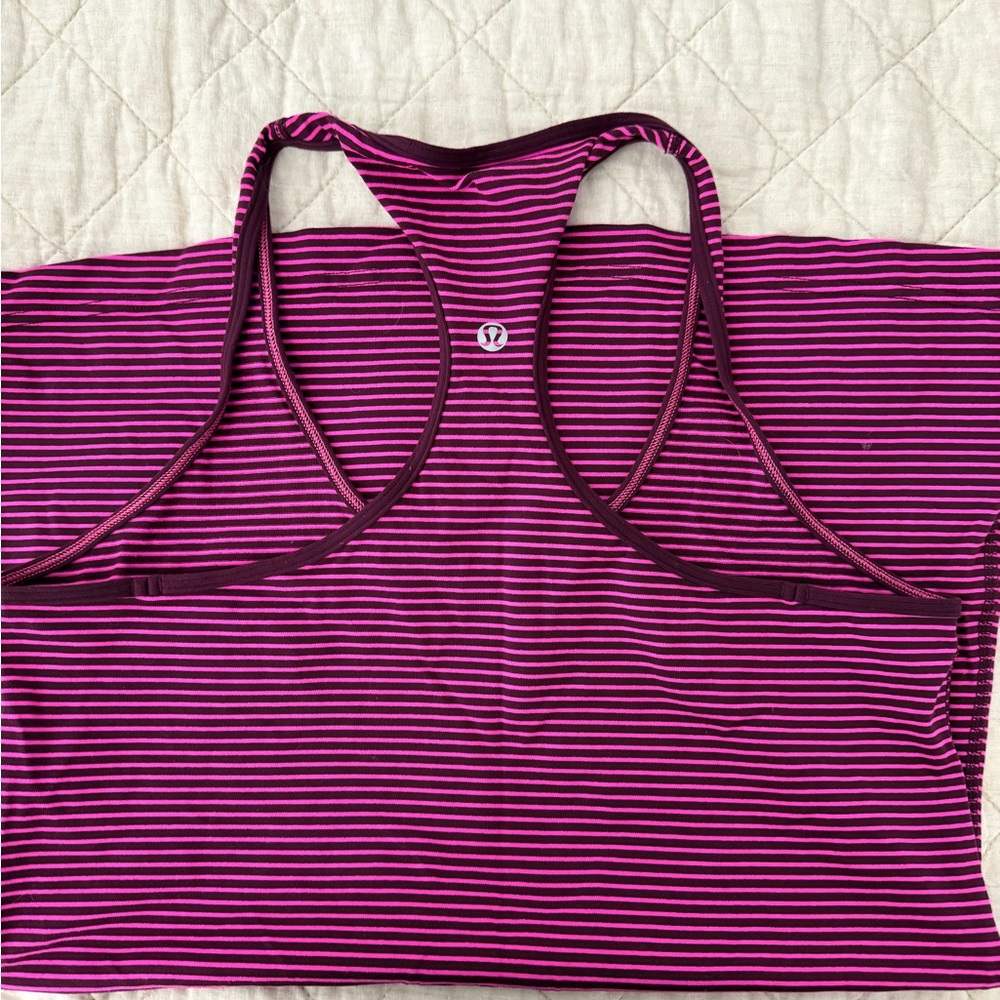 lululemon athletica Women's Pink Striped razorback tank